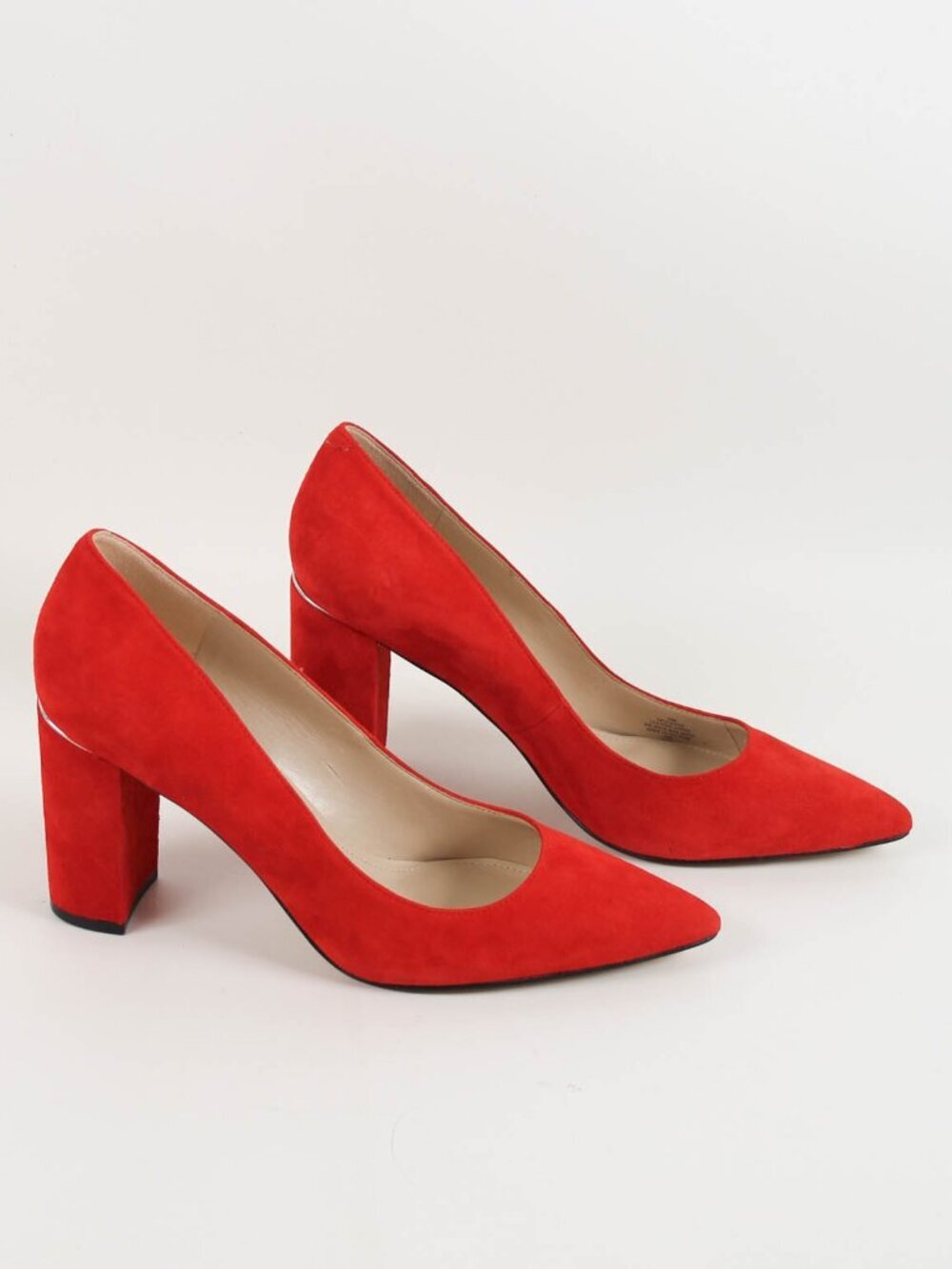 Marc Fisher Red Orange Suede Pointed Toe Block Heel Pumps Size 10M